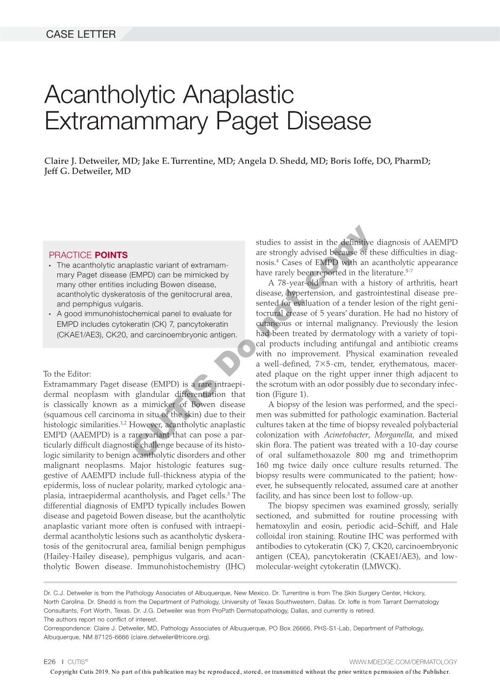 Acantholytic Anaplastic Extramammary Paget Disease