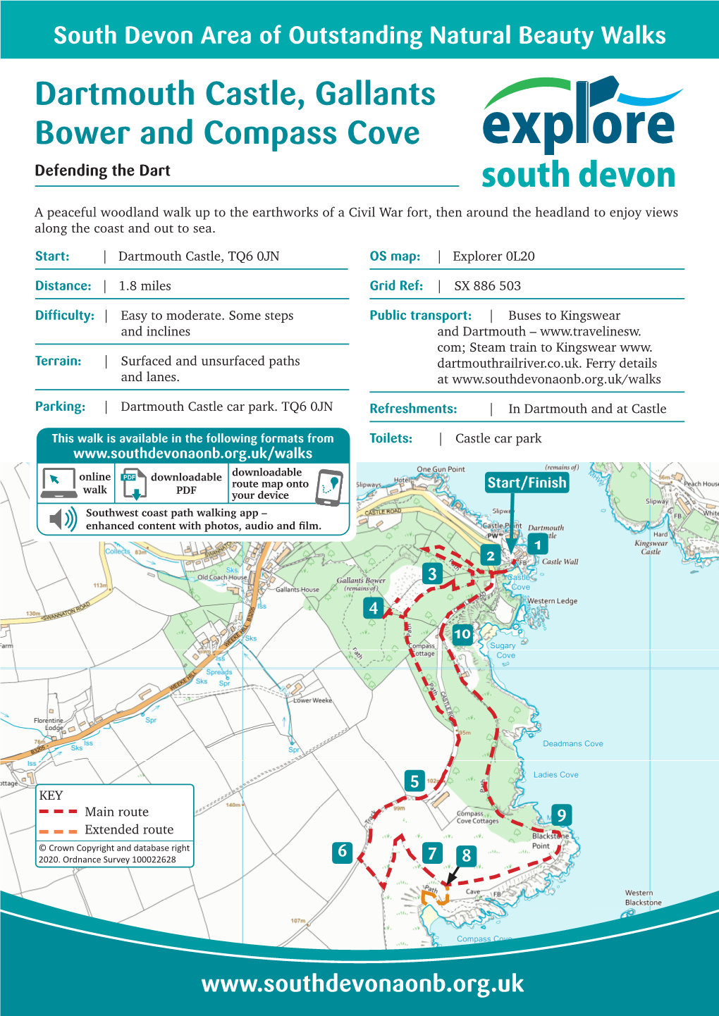 Dartmouth Castle, Gallants Bower and Compass Cove