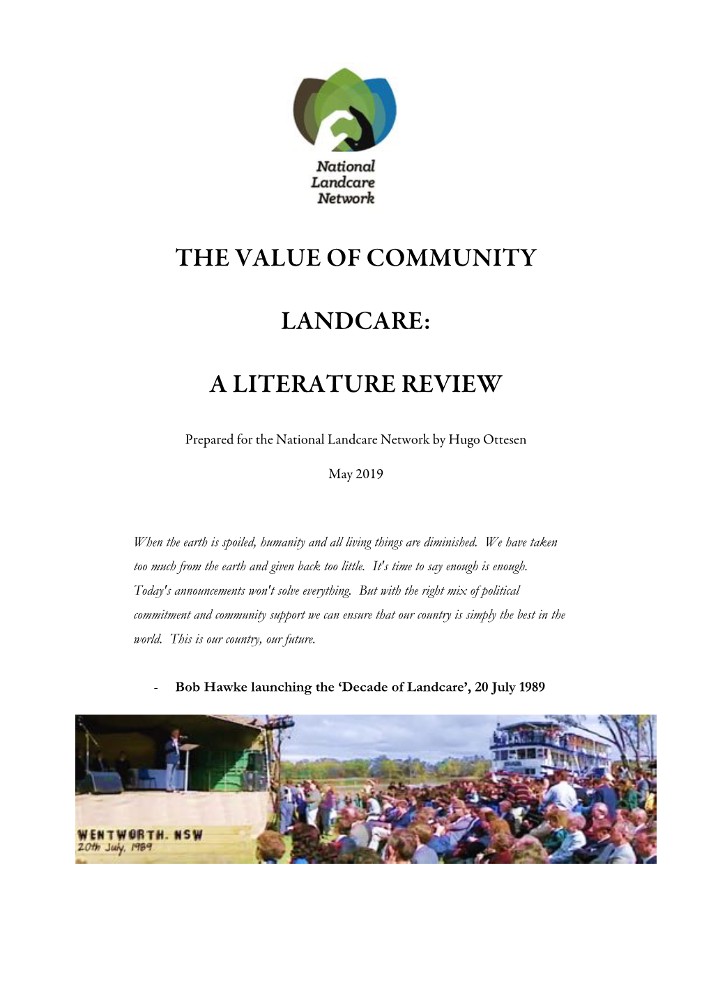 The Value of Community Landcare: a Literature Review