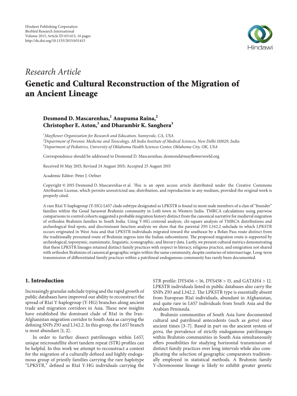 Genetic and Cultural Reconstruction of the Migration of an Ancient Lineage