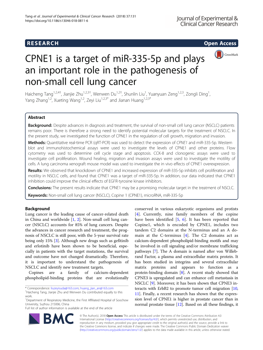 CPNE1 Is a Target of Mir-335-5P and Plays an Important Role in The