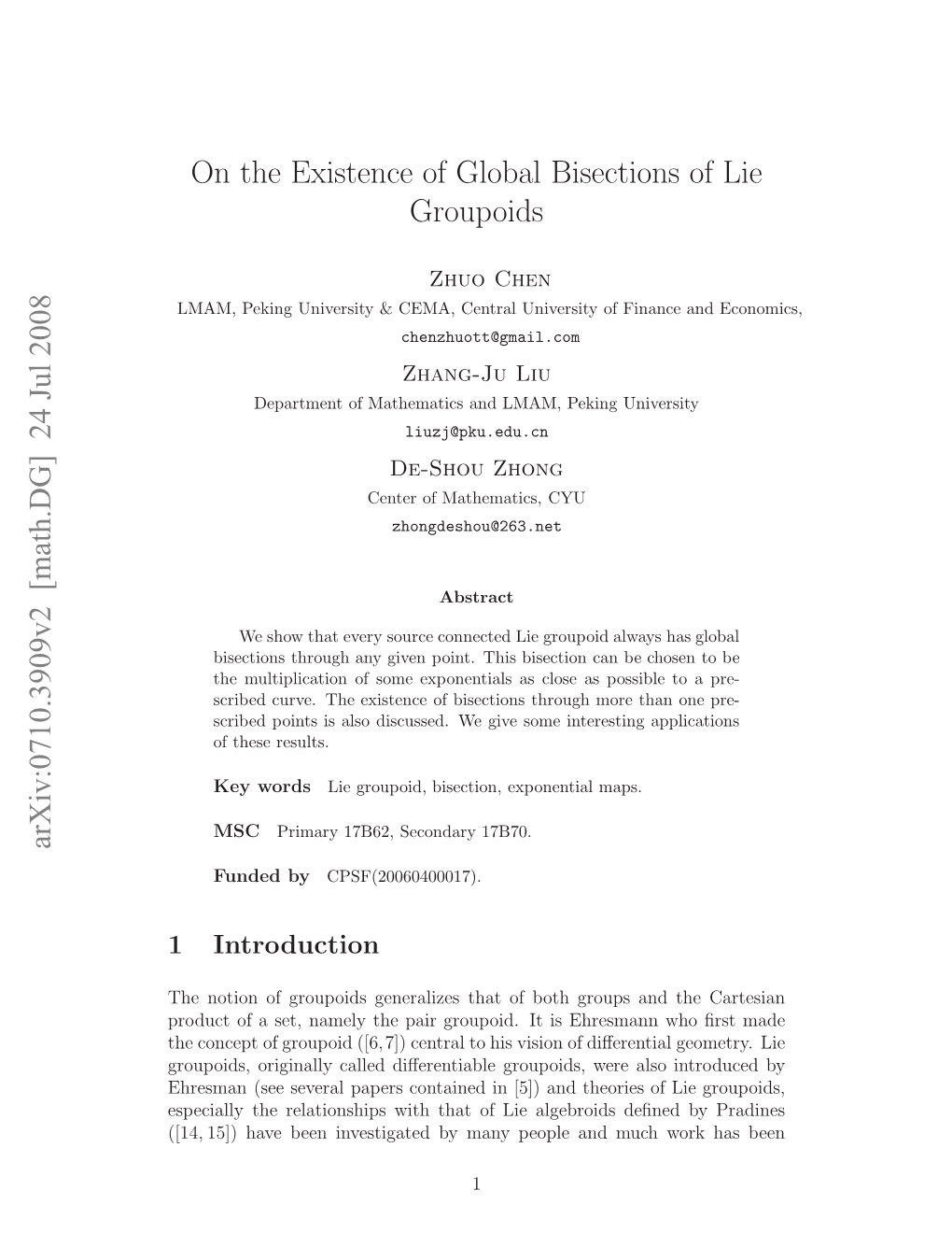 On the Existence of Global Bisections of Lie Groupoids