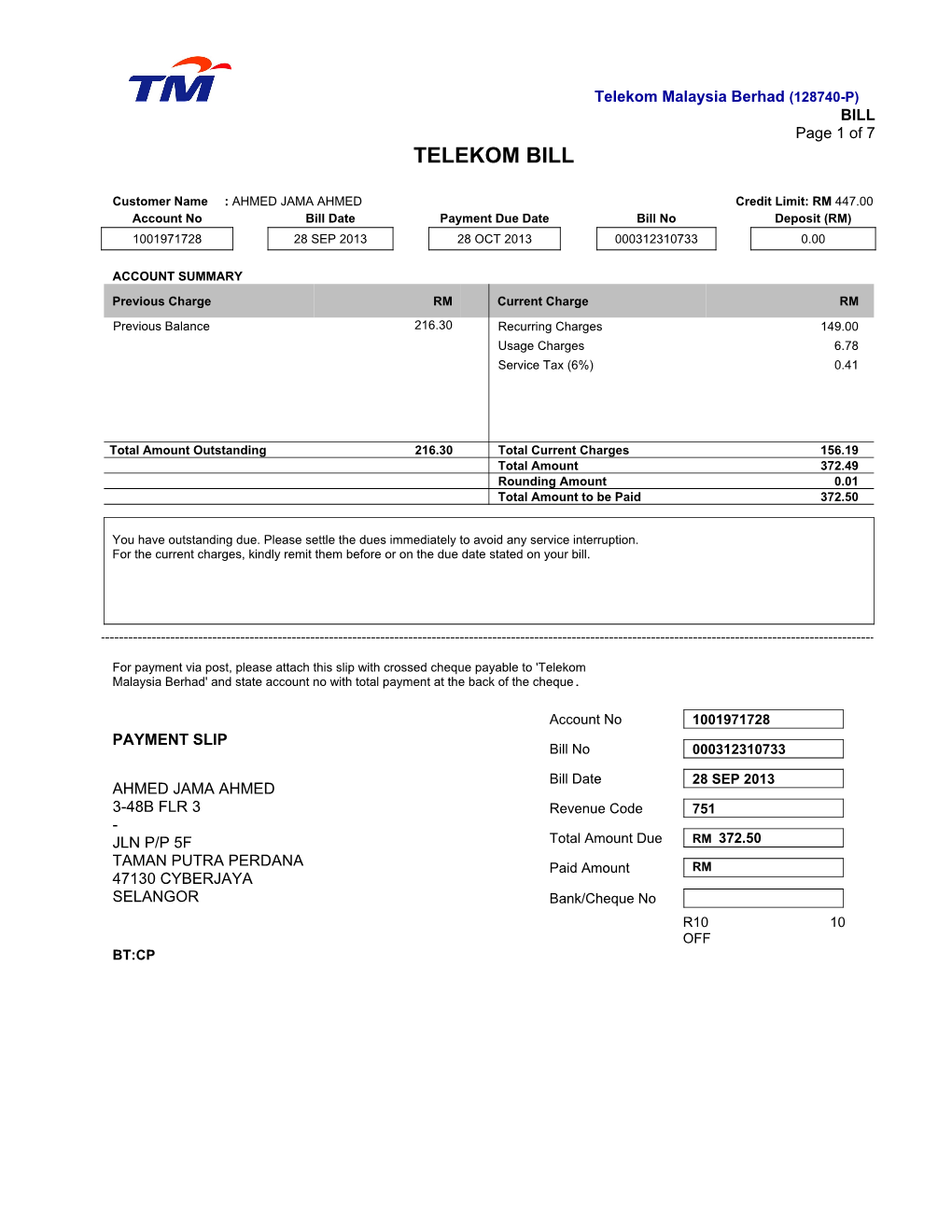 Telekom Bill