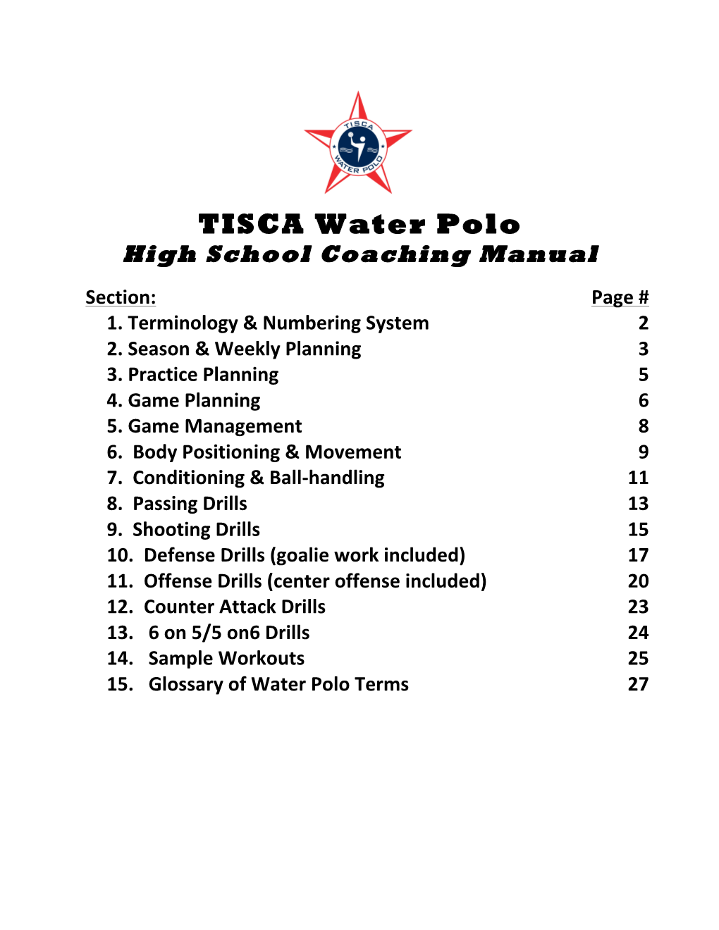 TISCA Water Polo-High School Coaching Manual