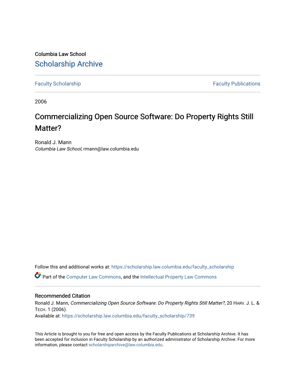 Commercializing Open Source Software: Do Property Rights Still Matter?