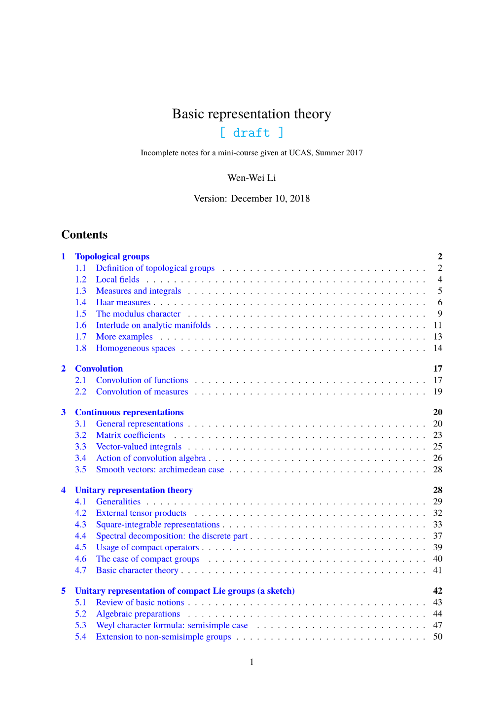 Basic Representation Theory [ Draft ]