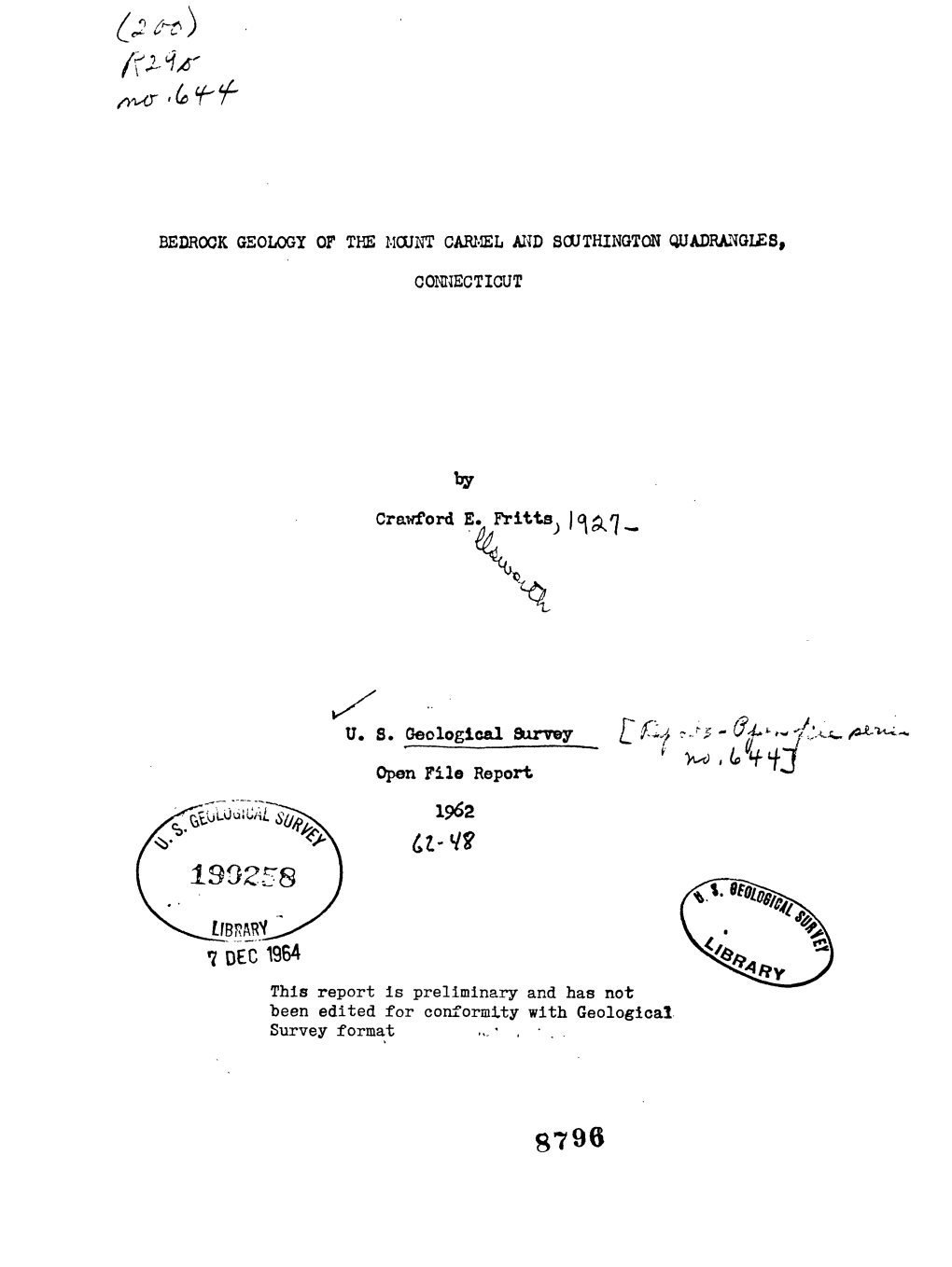 Bedrock Geology of the Mount Carmel and Southington Quadrangles