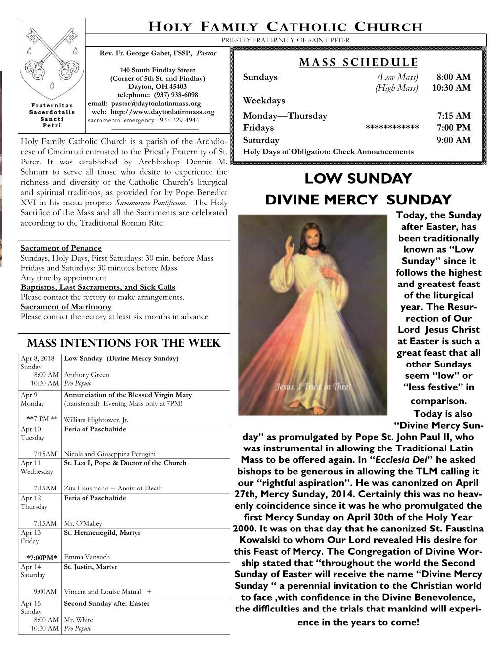 Low Sunday Divine Mercy Sunday