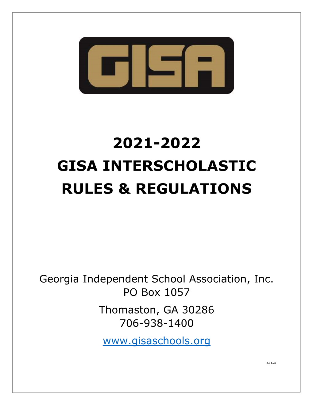 2021-2022 Gisa Interscholastic Rules & Regulations