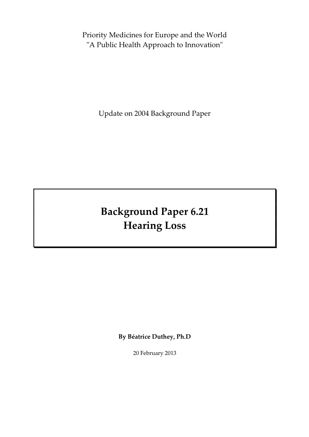 Background Paper 6.21 Hearing Loss