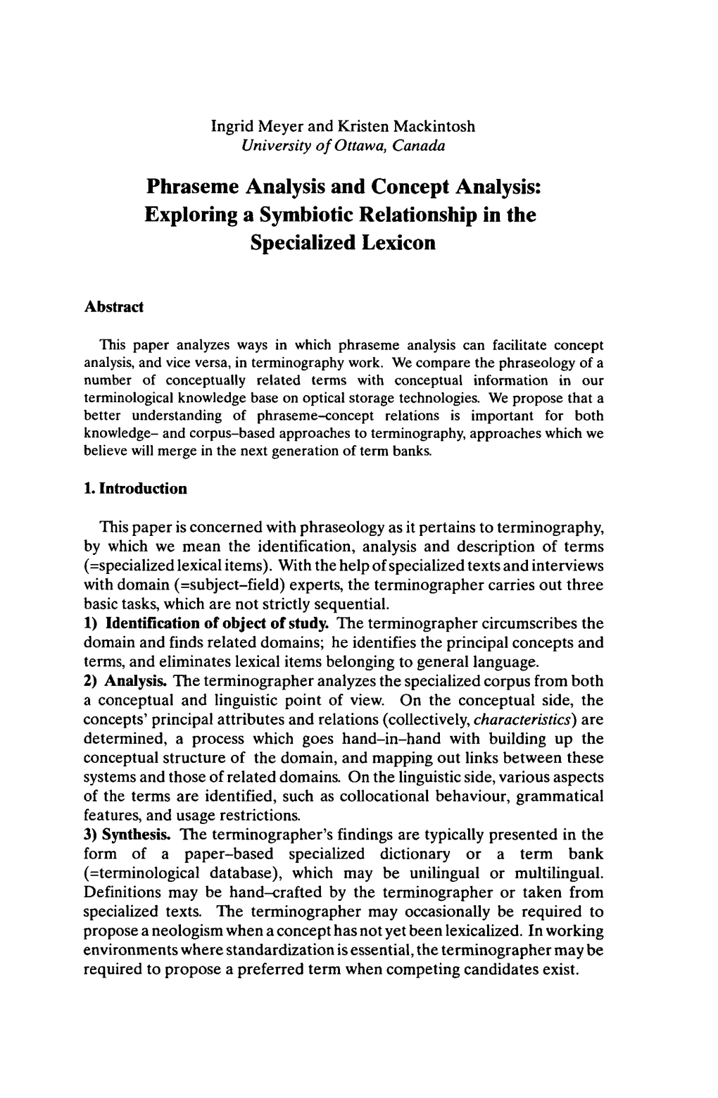 Phraseme Analysis and Concept Analysis: Exploring a Symbiotic Relationship in the Specialized Lexicon