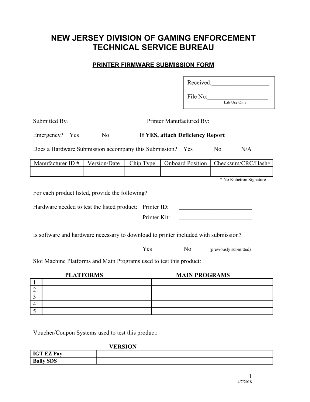 Printer Firmware Submission