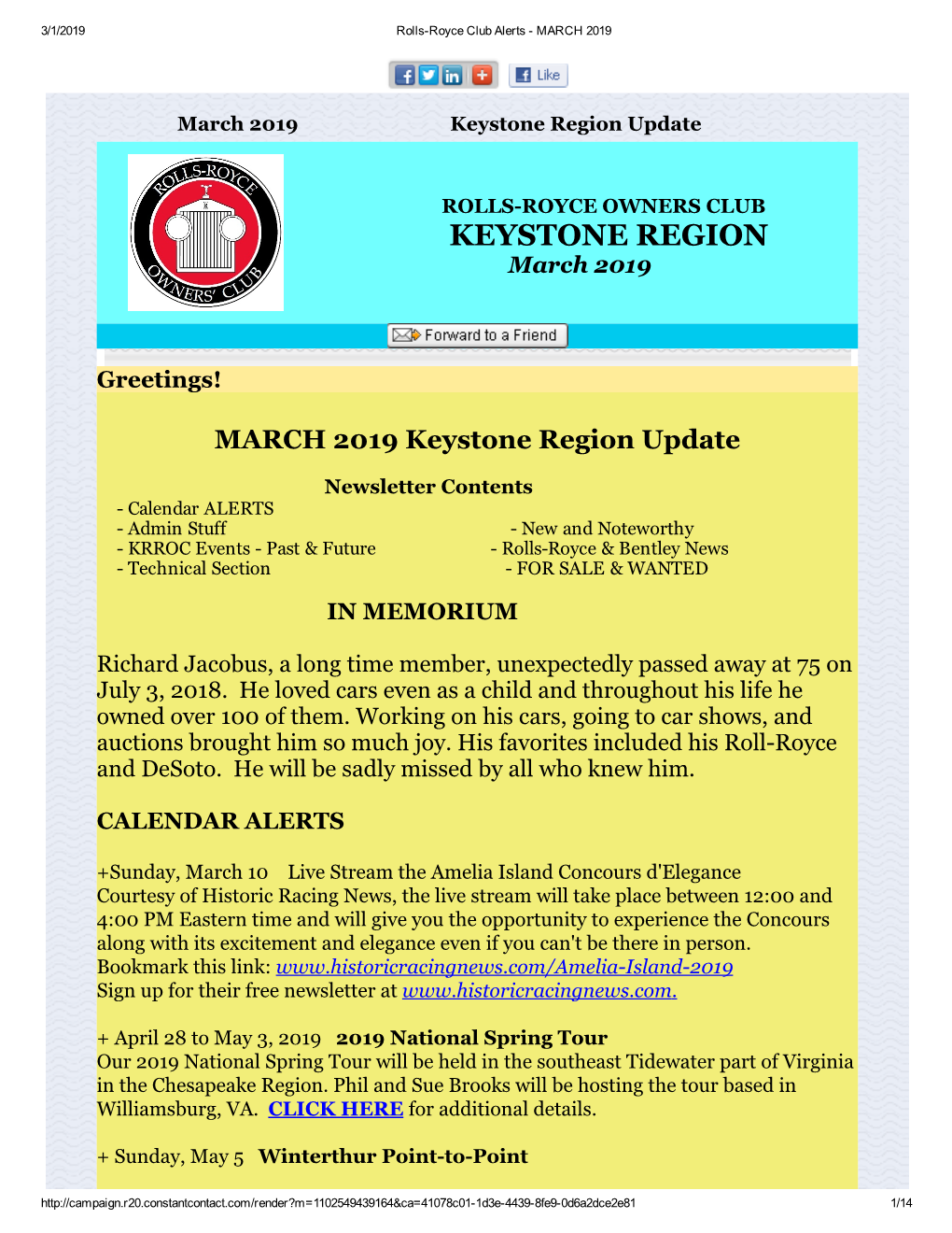 Keystone Region Update