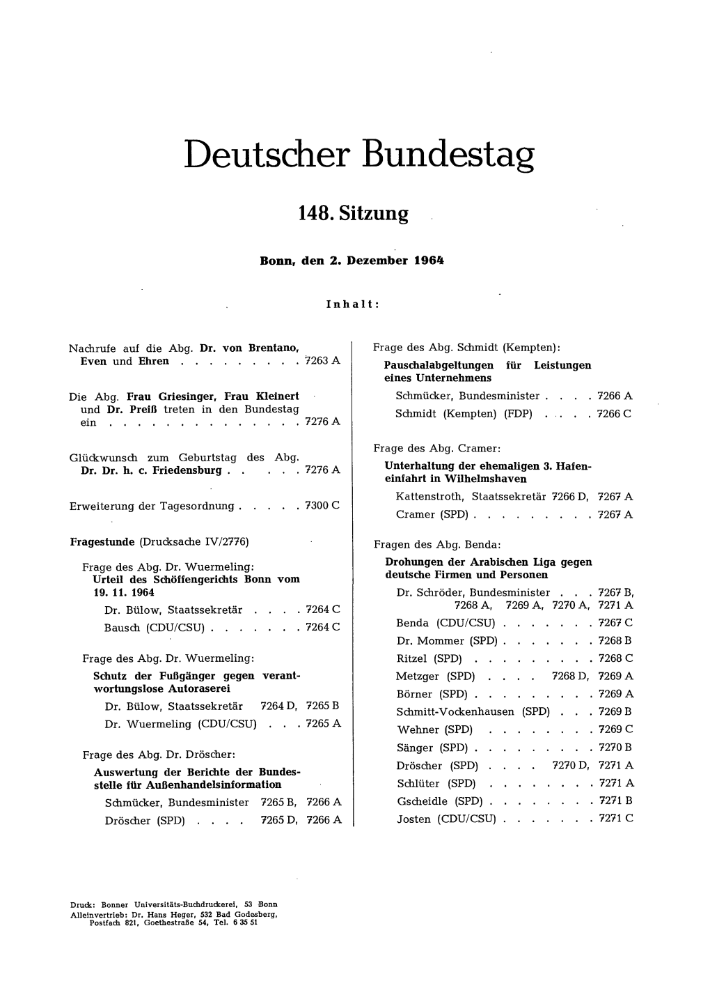 Deutscher Bundestag 148. Sitzung