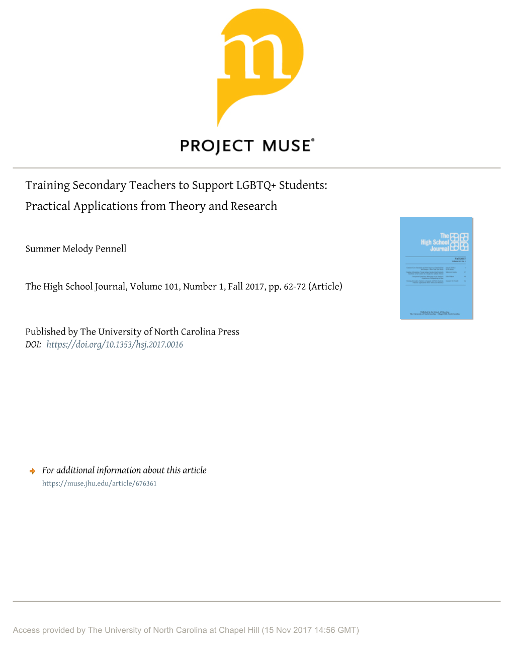 Training Secondary Teachers to Support LGBTQ+ Students: Practical Applications from Theory and Research