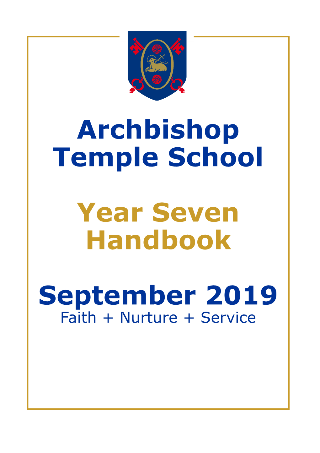 Archbishop Temple School Year Seven Handbook September 2019