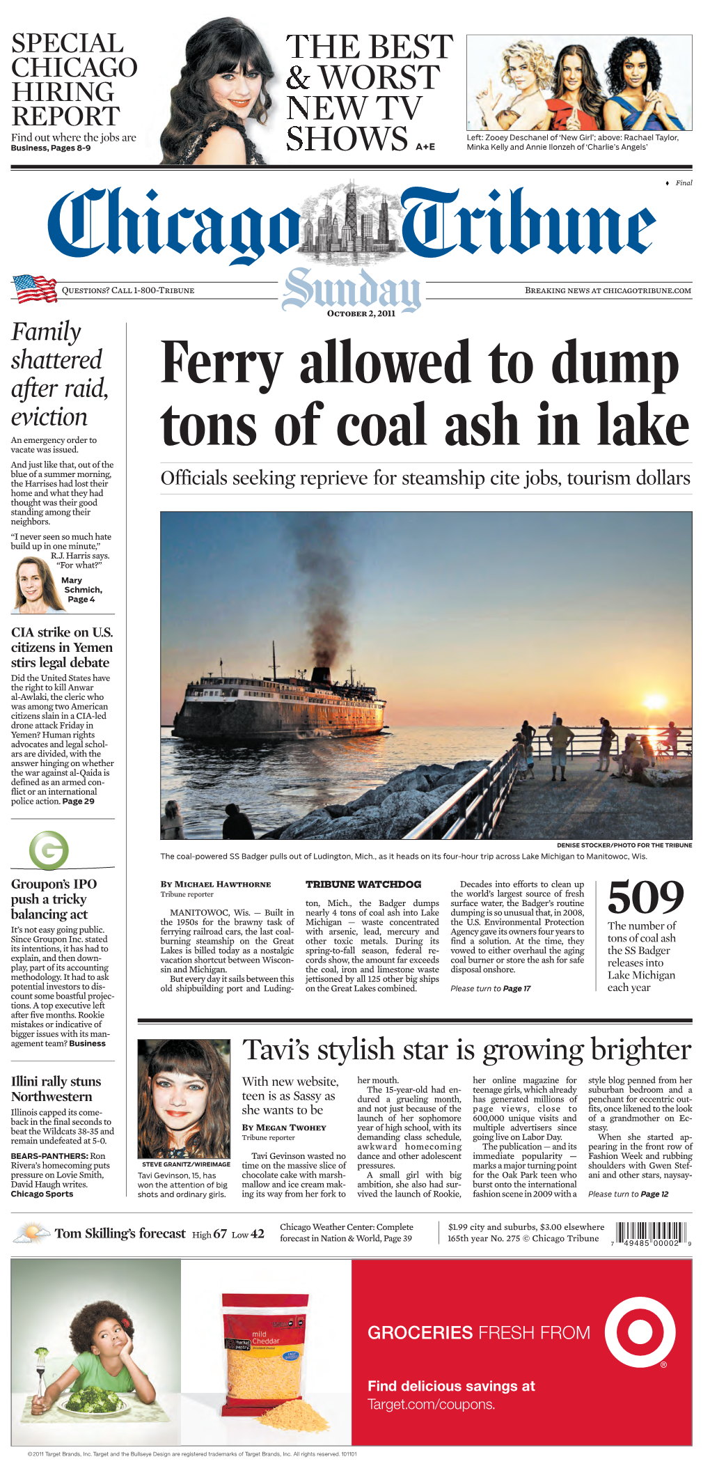 Ferry Allowed to Dump Tons of Coal Ash in Lake
