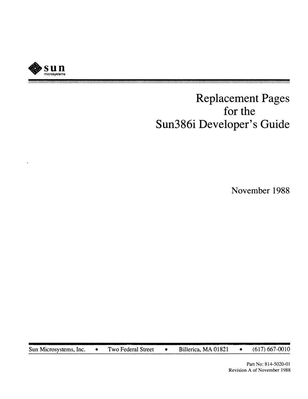 Replacement Pages for the Sun386i Developer's Guide