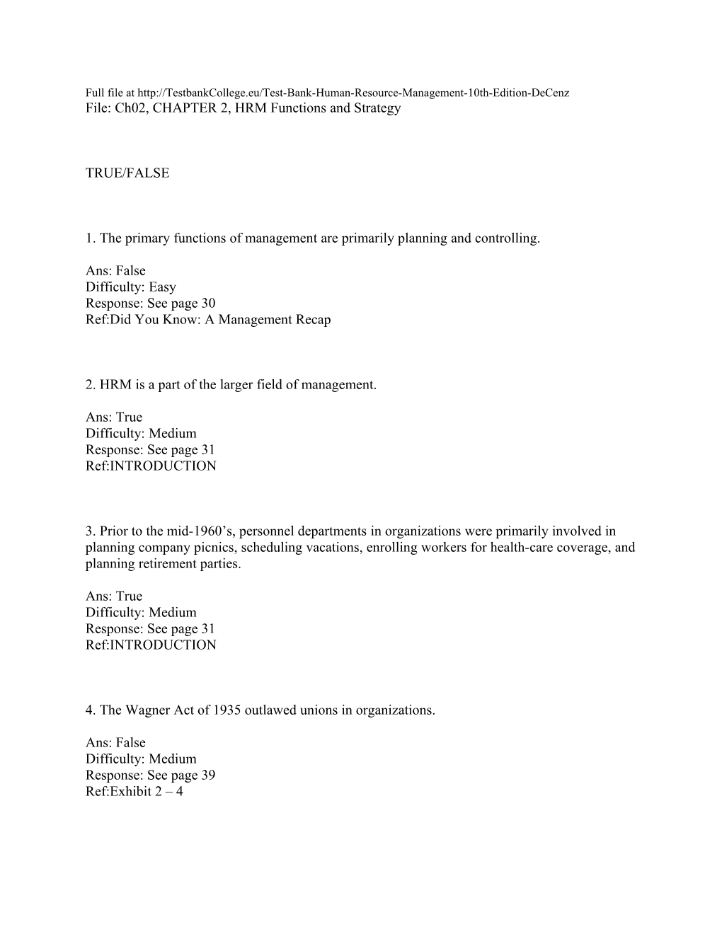 File: Ch02, CHAPTER 2, HRM Functions and Strategy