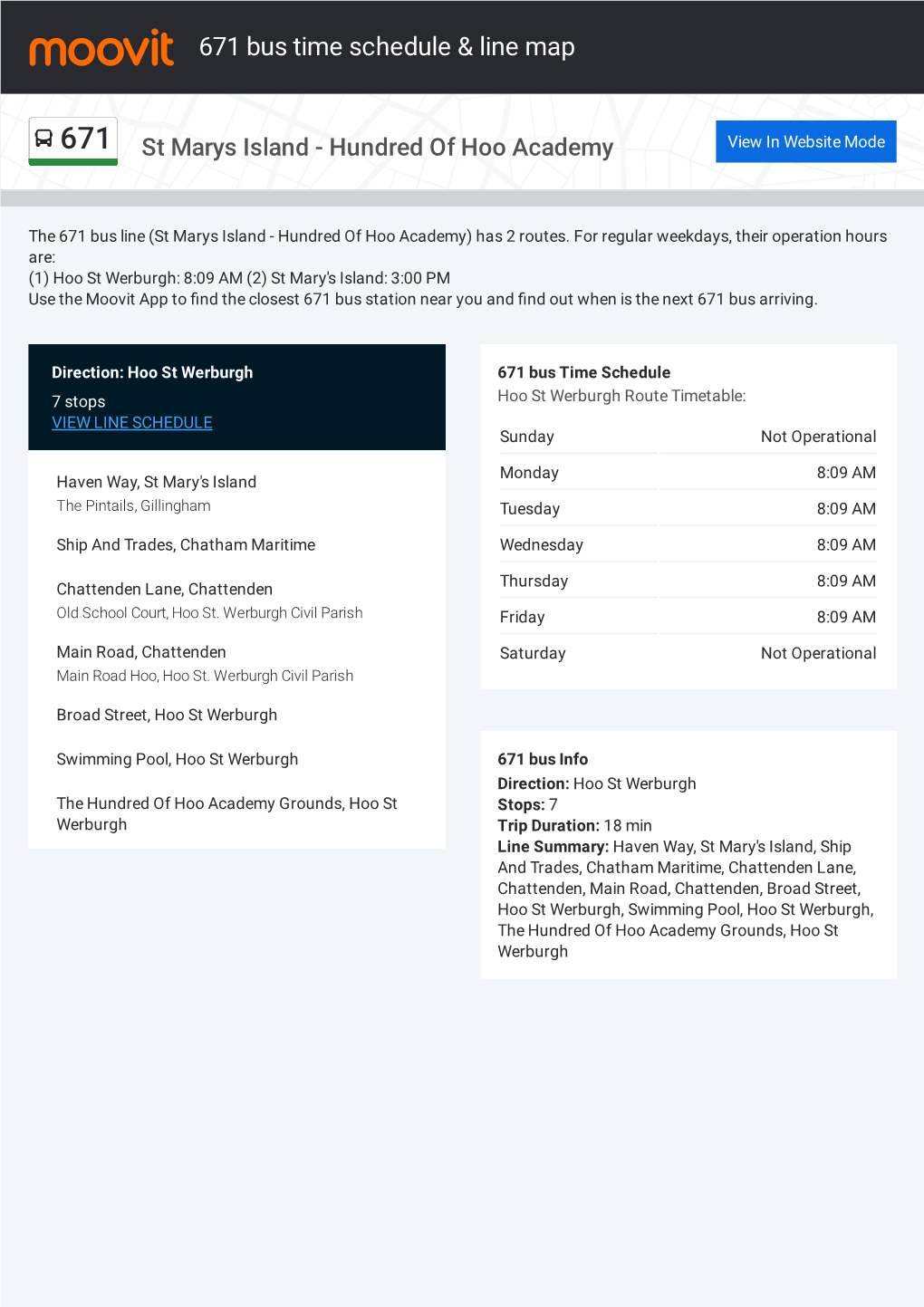 671 Bus Time Schedule & Line Route