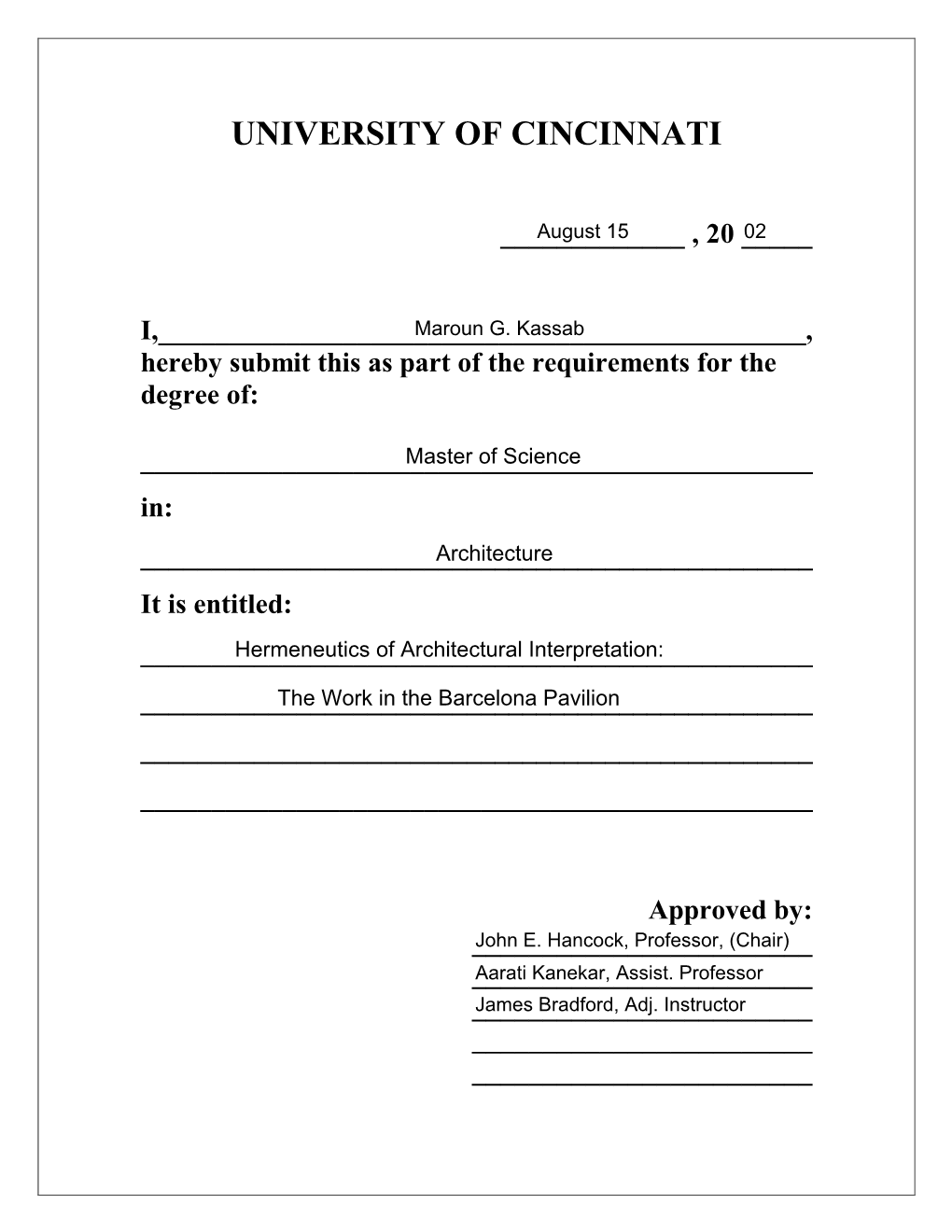 Committee Approval Form