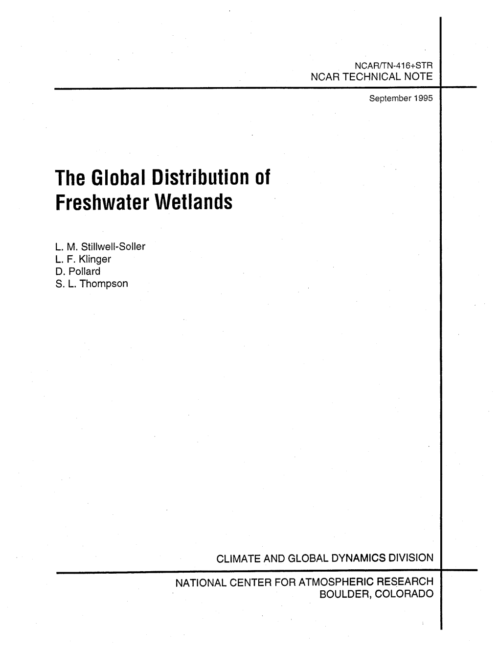 The Global Distribution of Freshwater Wetlands