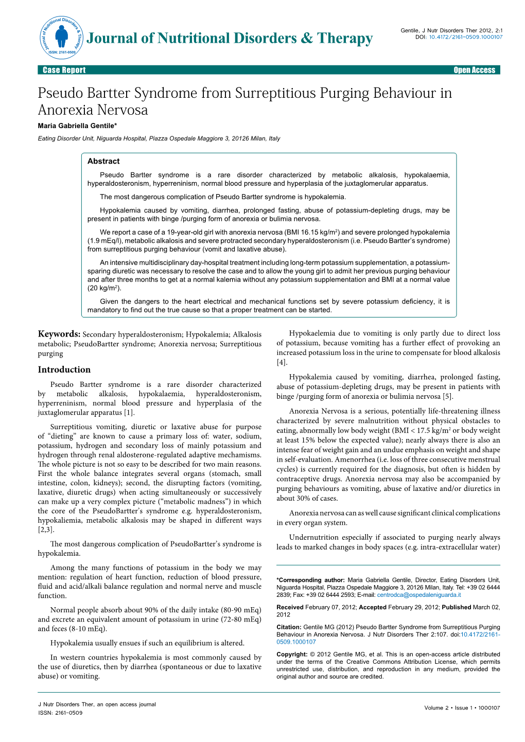 Pseudo Bartter Syndrome from Surreptitious Purging Behaviour In