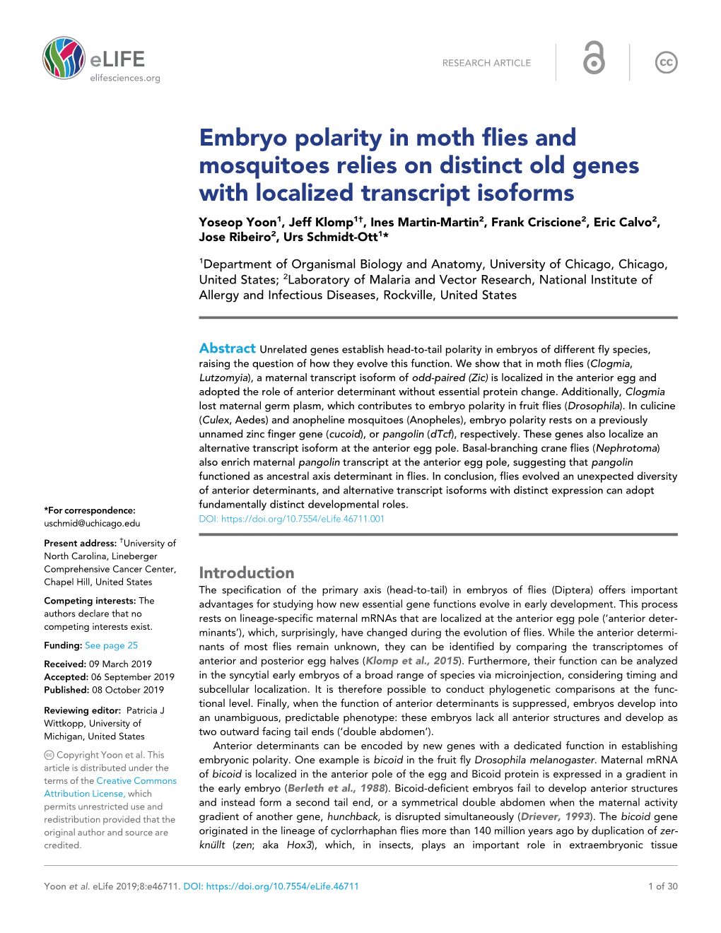 Embryo Polarity in Moth Flies and Mosquitoes Relies on Distinct Old