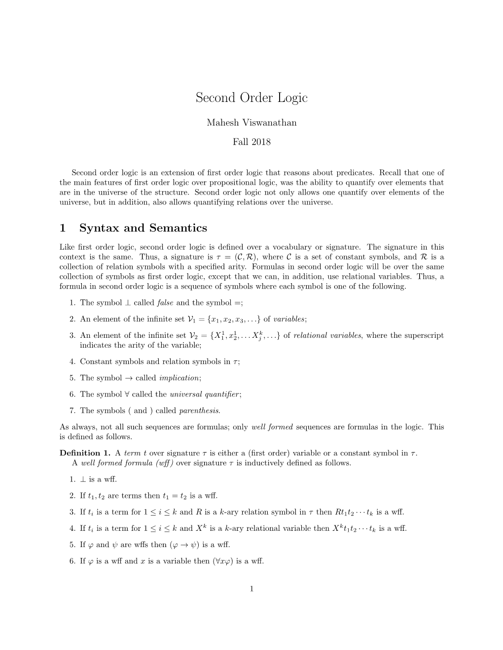 Second Order Logic