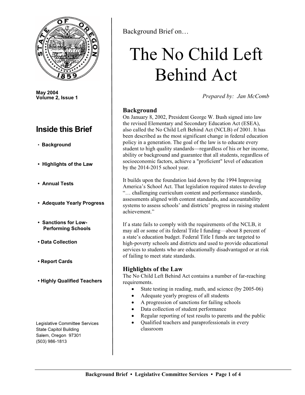 The No Child Left Behind Act