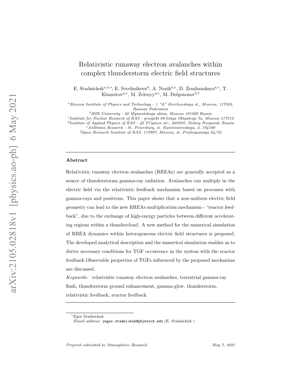 Relativistic Runaway Electron Avalanches Within Complex Thunderstorm Electric ﬁeld Structures