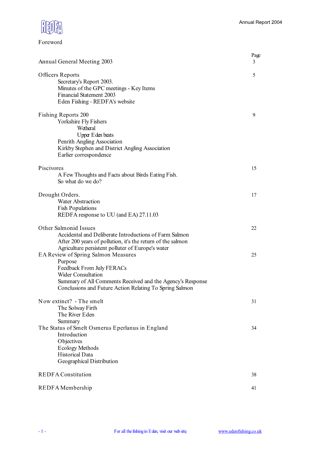 Fish Populations REDFA Response to UU (And EA) 27.11.03