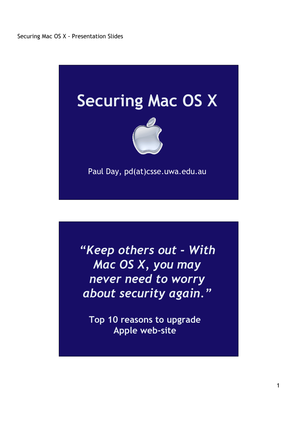 Securing Mac OS X - Presentation Slides