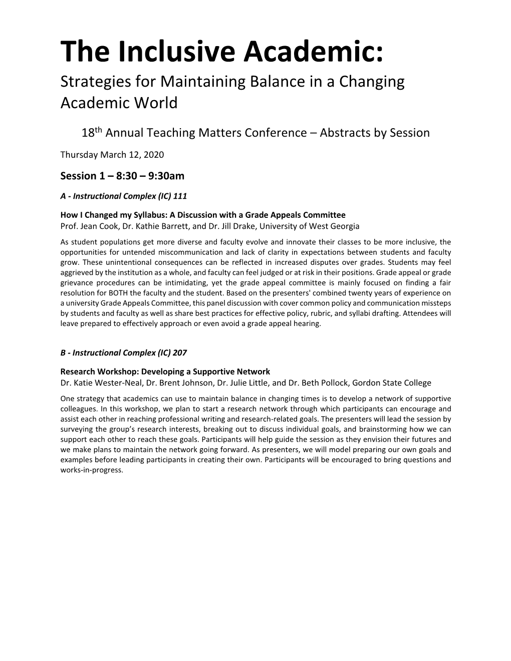 The Inclusive Academic: Strategies for Maintaining Balance in a Changing Academic World