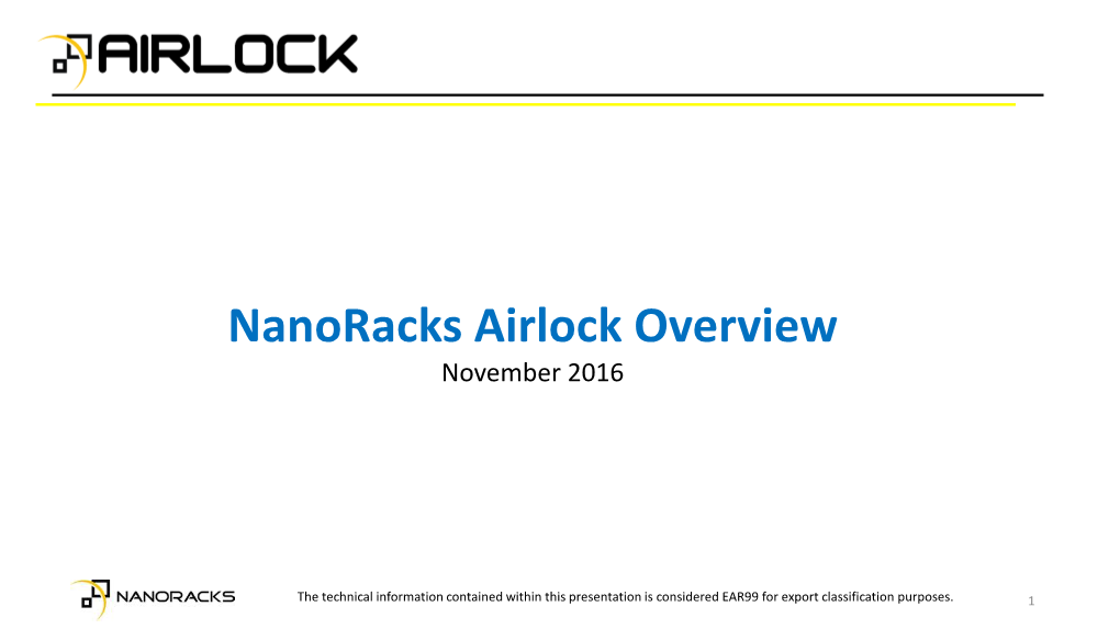 Nanoracks Airlock Overview November 2016