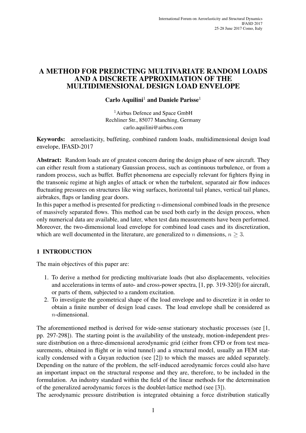 A Method for Predicting Multivariate Random Loads and a Discrete Approximation of the Multidimensional Design Load Envelope