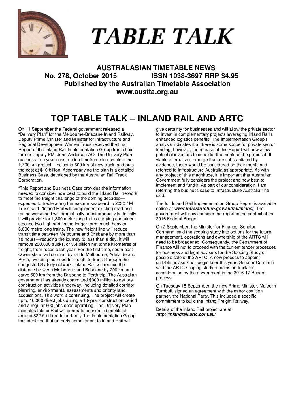 Top Table Talk – Inland Rail and Artc