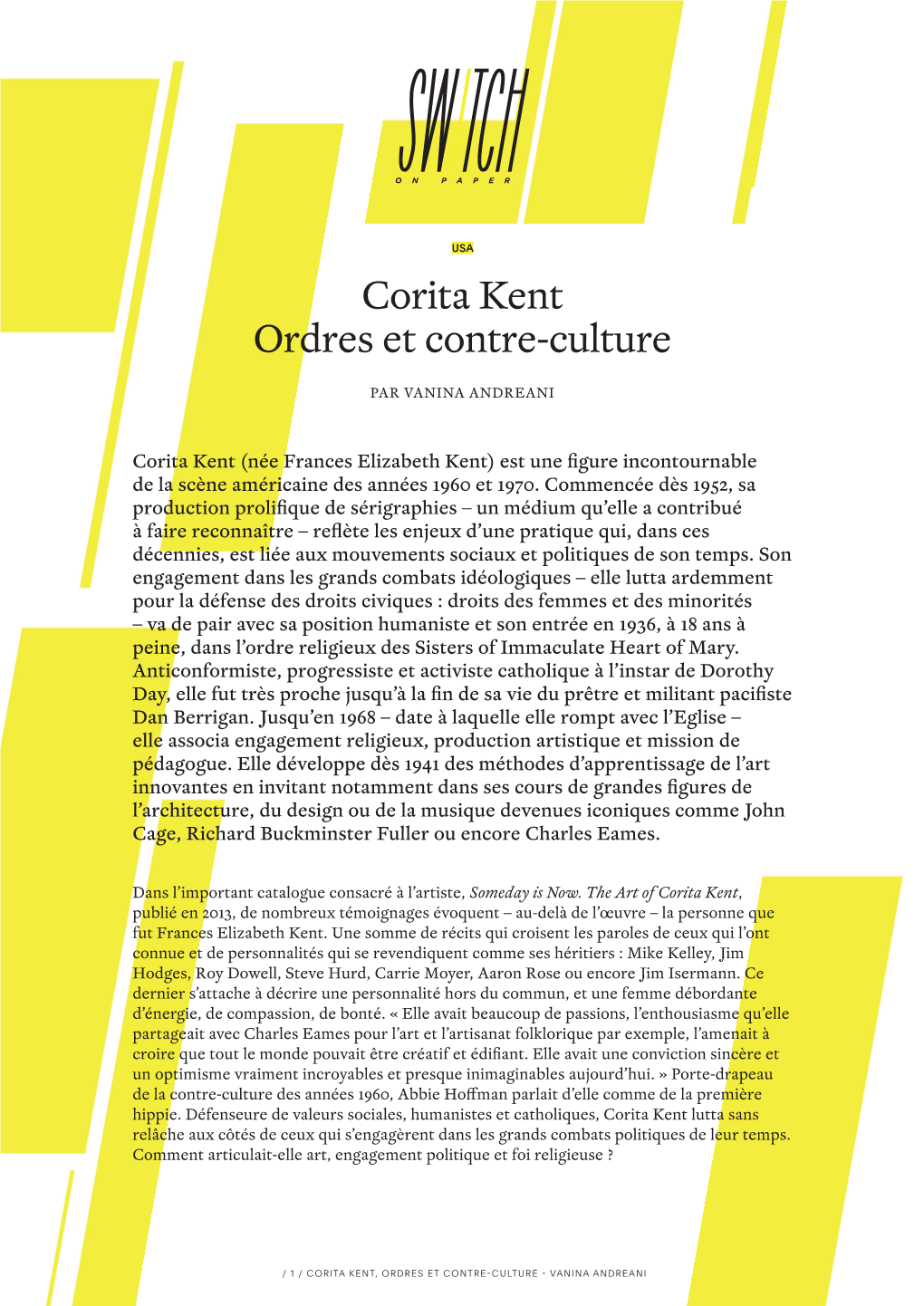 Corita Kent Ordres Et Contre-Culture