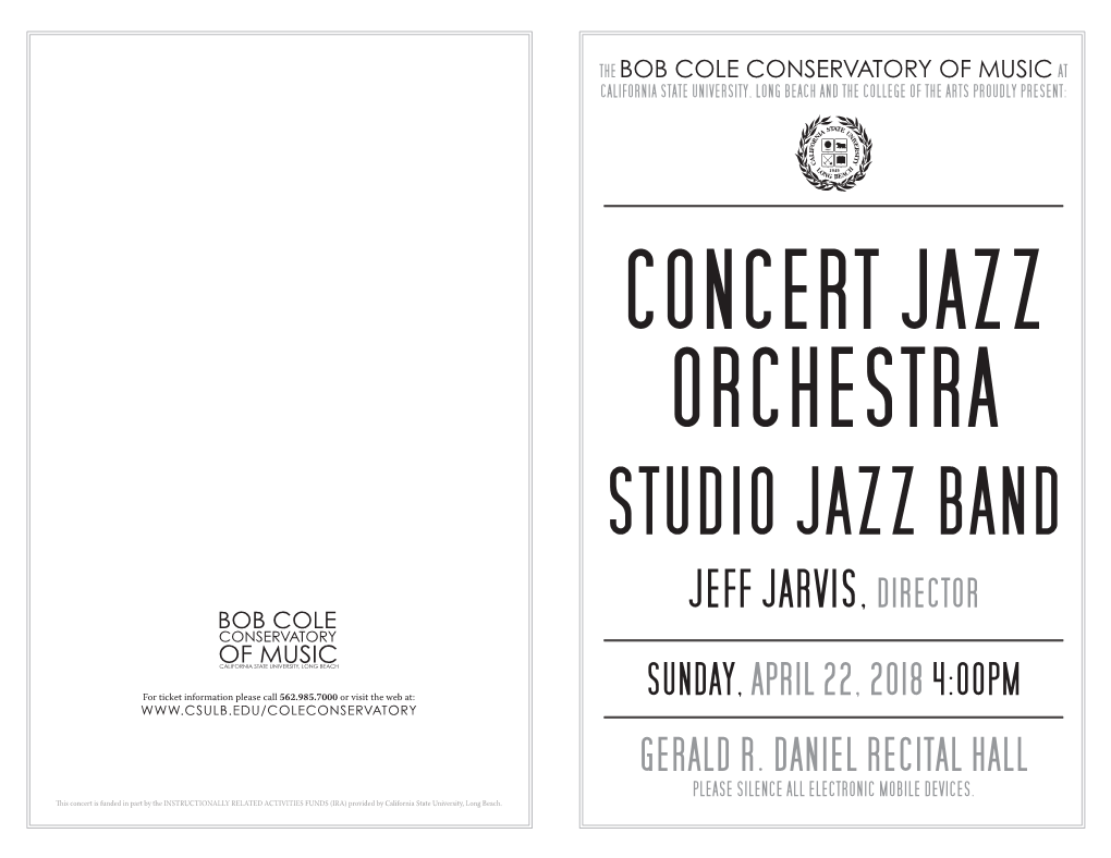 Studio Jazz Band Jeff Jarvis, Director