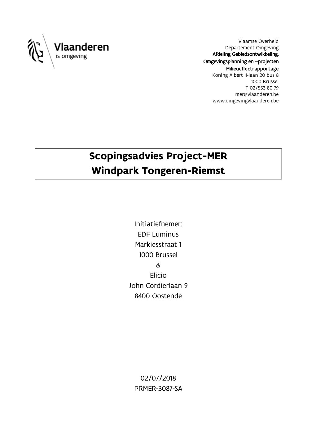 Scopingsadvies Project-MER Windpark Tongeren-Riemst