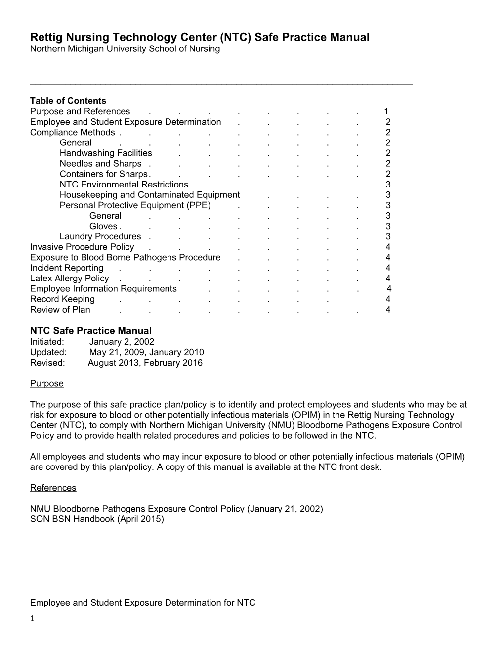 Rettig Nursing Technology Center (NTC) Safe Practice Manual