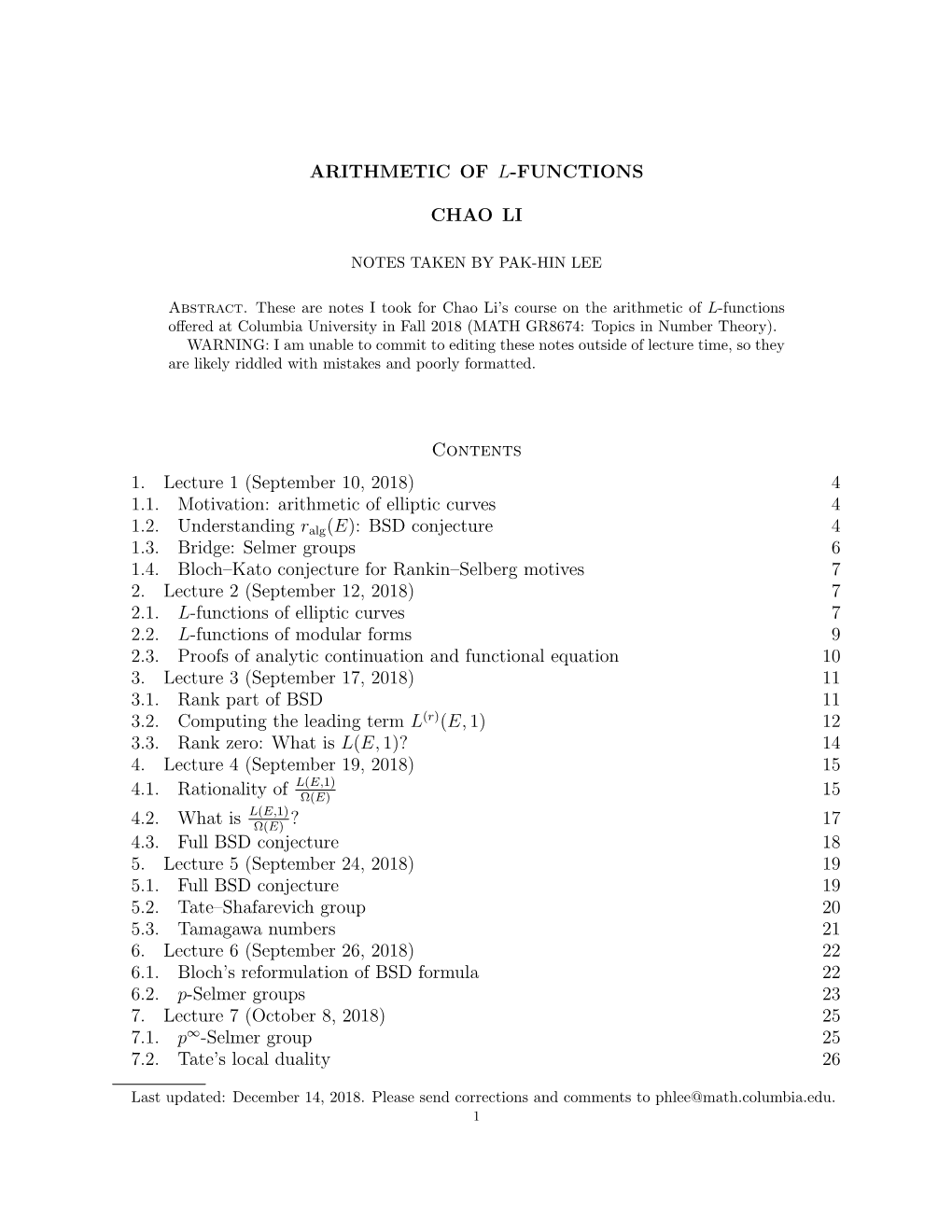 Arithmetic of L-Functions