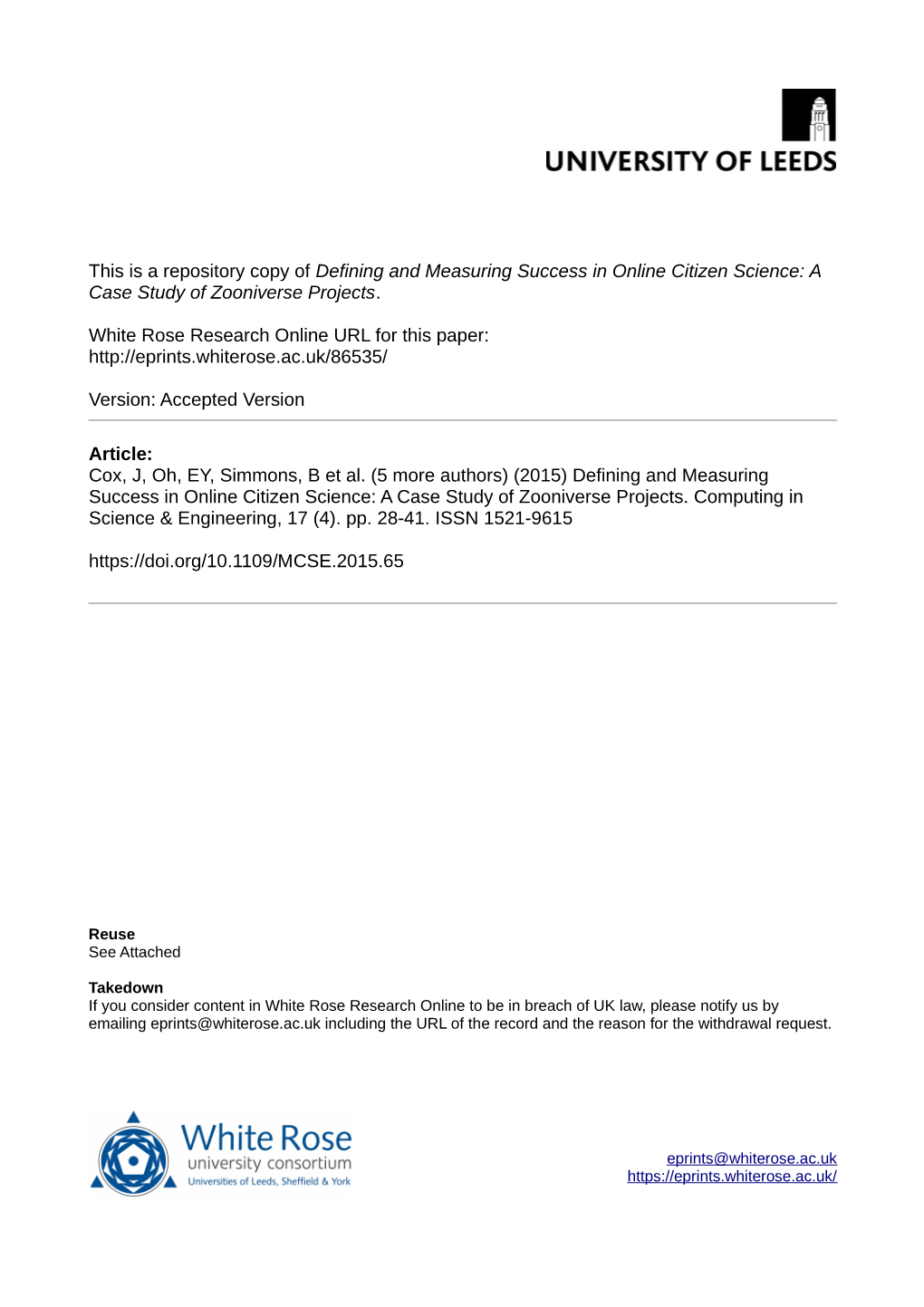 Defining and Measuring Success in Online Citizen Science: a Case Study of Zooniverse Projects