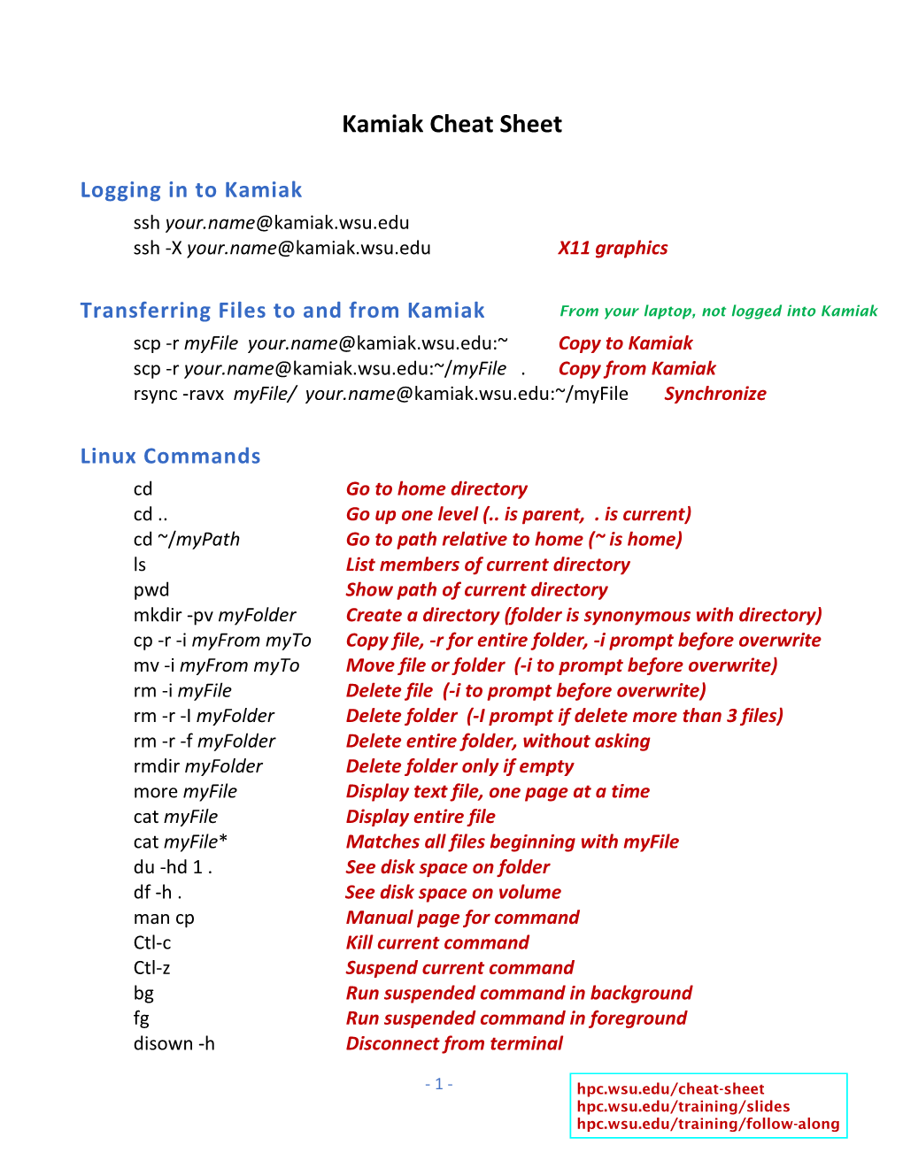 Kamiak Cheat Sheet