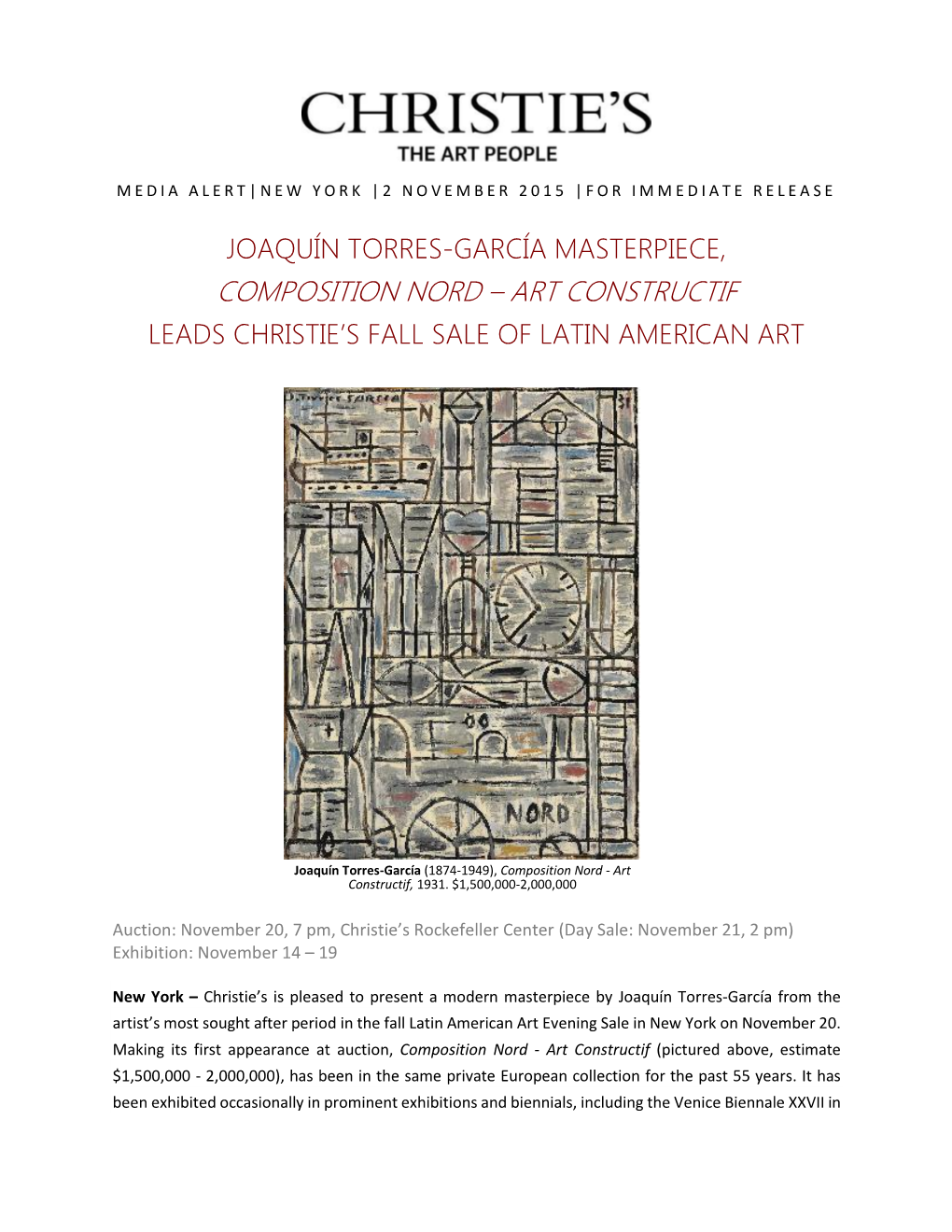 Composition Nord – Art Constructif Leads Christie’S Fall Sale of Latin American Art