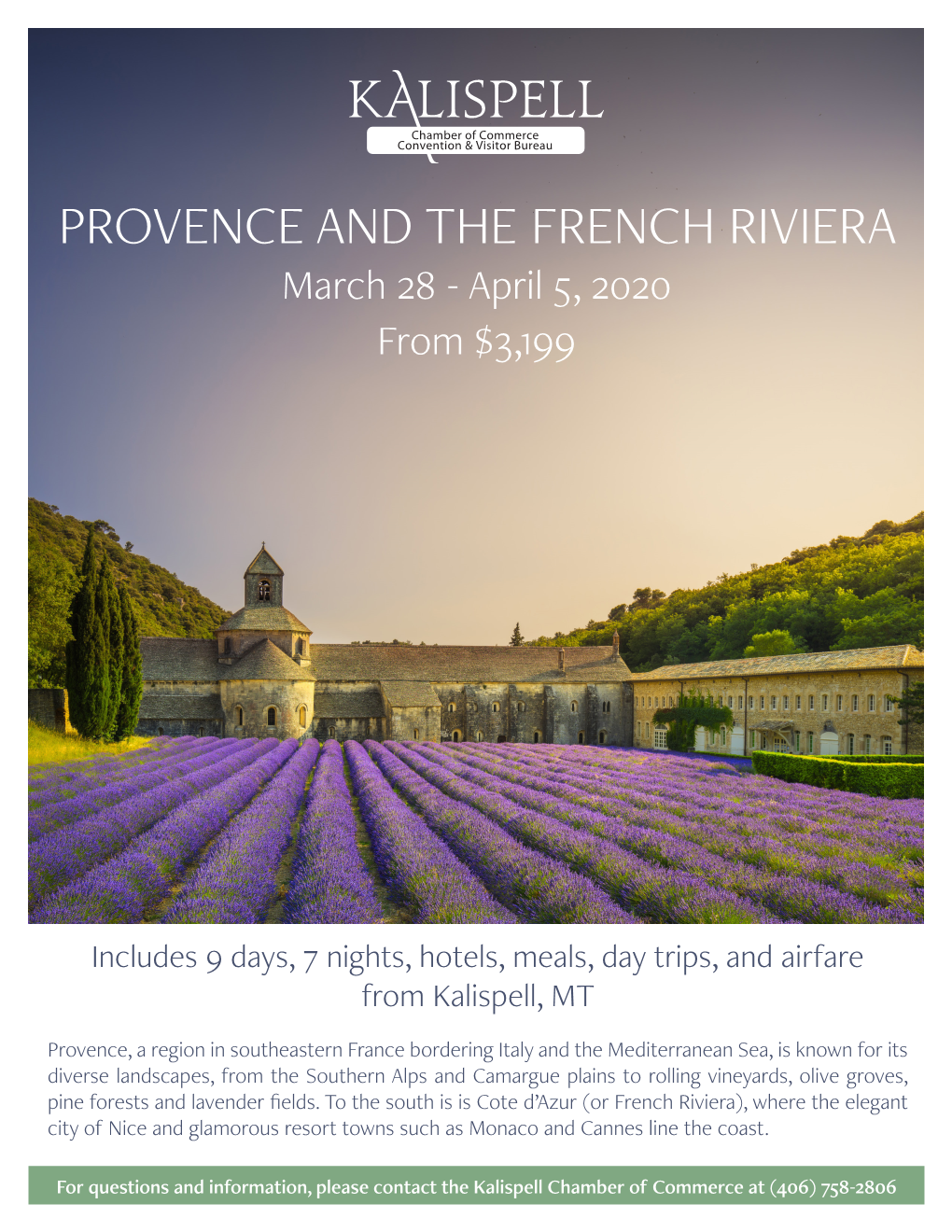 PROVENCE and the FRENCH RIVIERA March 28 - April 5, 2020 from $3,199