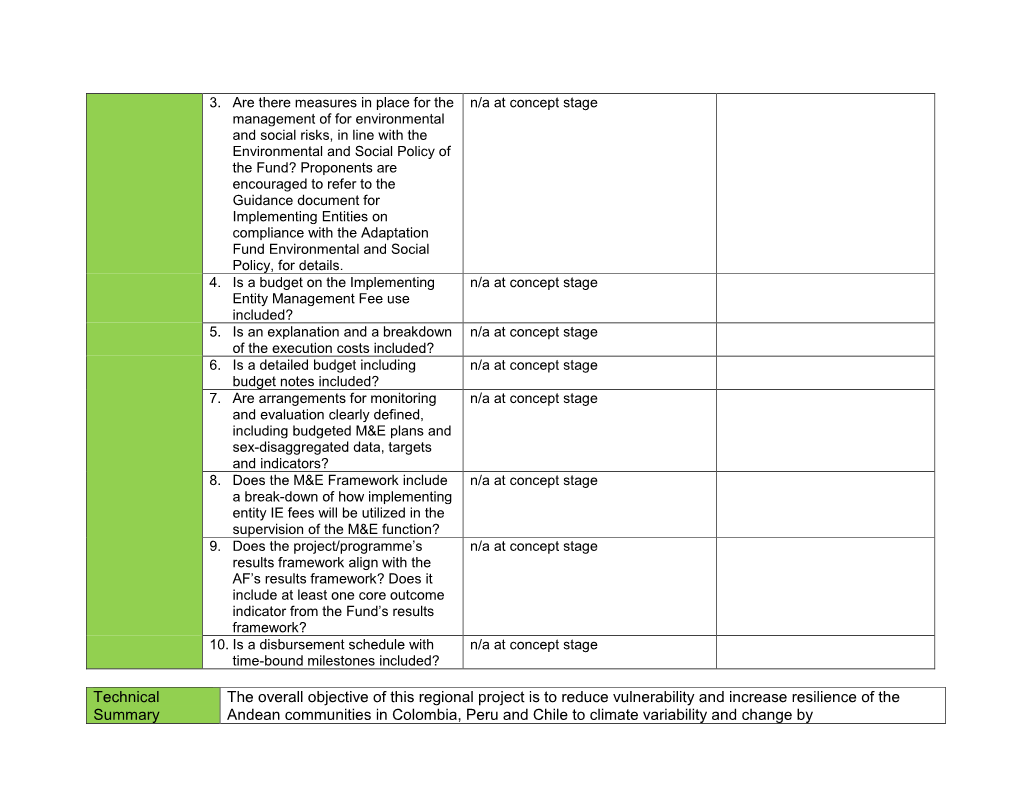 Technical Summary the Overall Objective of This Regional Project Is