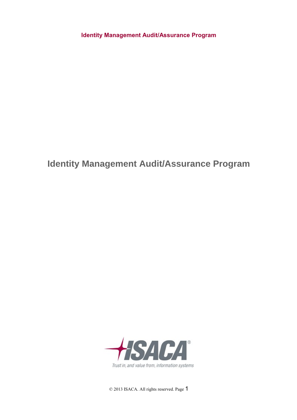 Identity Management Audit/Assurance Program (Feb 2013)