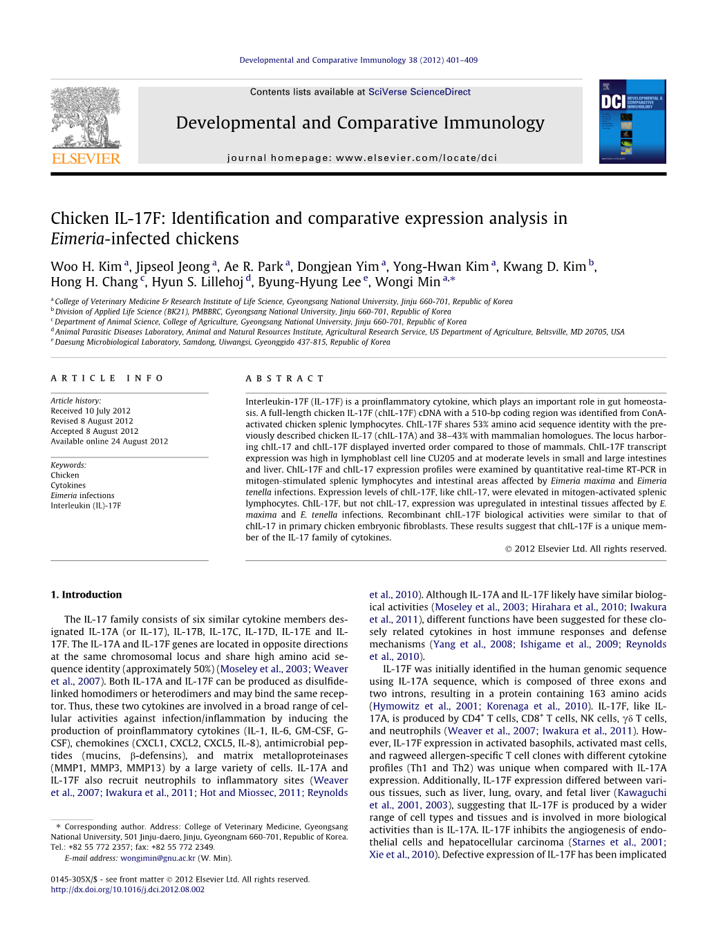 Chicken IL-17F: Identification and Comparative Expression Analysis In