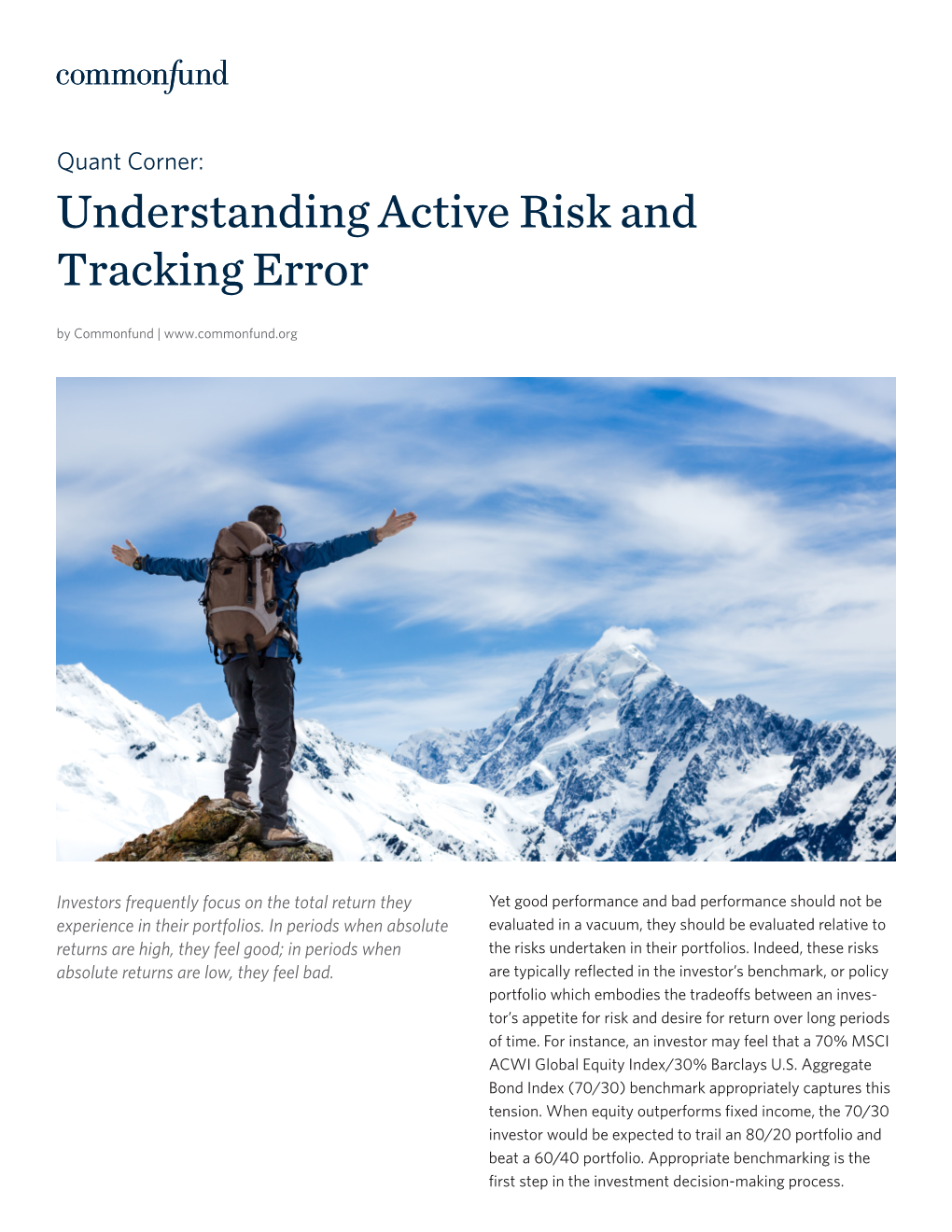 Understanding Active Risk and Tracking Error by Commonfund |